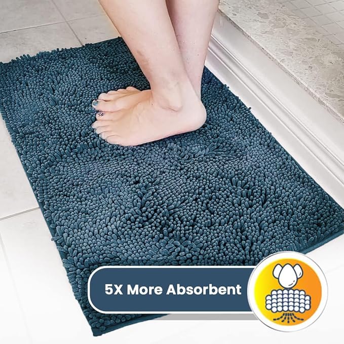 Muddy Mat® | Super Absorbent Door Mat Indoor, Microfiber Quick Dry Chenille Entryway Rug, Non-Slip Front Door Mat, Indoor Mats for Entryway, Machine Washable Pet Rug, Atlantic Blue 36"x60"
