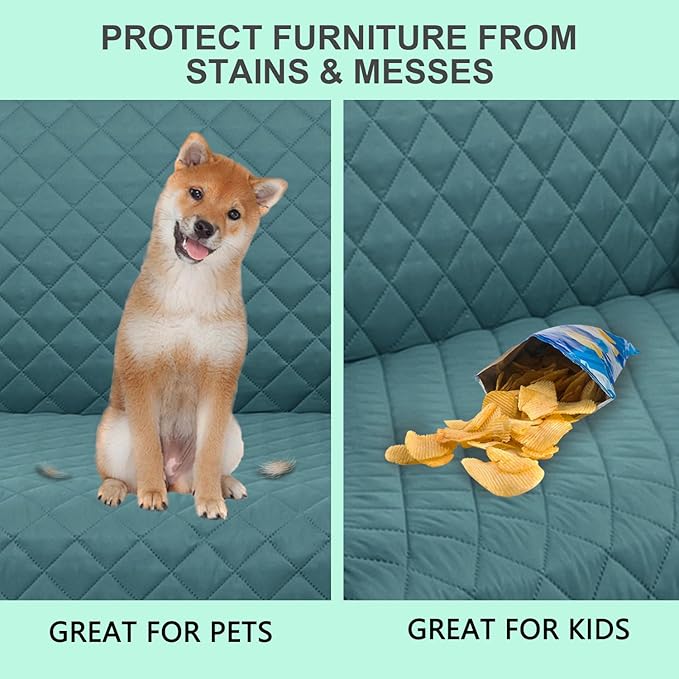 Reversible Oversized Sofa Covers Couch Cover Furniture Protector for Dogs Elastic Straps Water Resistant(XLSofa,Blue/Beige)