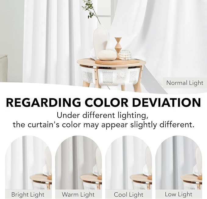 Deconovo Blackout Curtains for Bedroom & Nursery, Thermal Insulated Drapes, Back Tab & Rod Pocket, Noise Reducing, Energy Saving Room Darkening for Living Room White 52W x 63L Inch