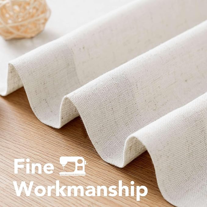 H.VERSAILTEX Decorative Linen Kitchen Curtains linen Curtains 63 inches Long Bedroom Window Treatments for Living Room Rich Linen Curtain Panels and Drapes, Nickel Grommet, Heathered Natural, 2 Panels