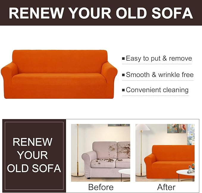 U-NICE HOME Loveseat Cover Stretch Couch Cover Sofa Cover Sofa Slipcover Furniture Protector for 2 Cushion Couch Sofa Pet Friendly(Loveseat, Orange)