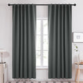 Deconovo Long Blackout Patio Door Curtains Back Tab and Rod Pocket Thermal Insulated Room Darkening Curtains for Window 52Wx108L Inch Dark Grey 2 Panels