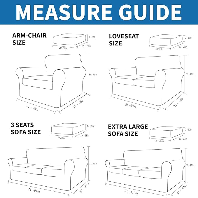 XINEAGE New 4 Pieces Extra Large Couch Covers for 3 Cushion Sofa Super Stretch Sofa Cover for 3 Large Seat Cushion Universal Slip Cover for Living Room (Pea Green), 91"-110"(3 Cushions)