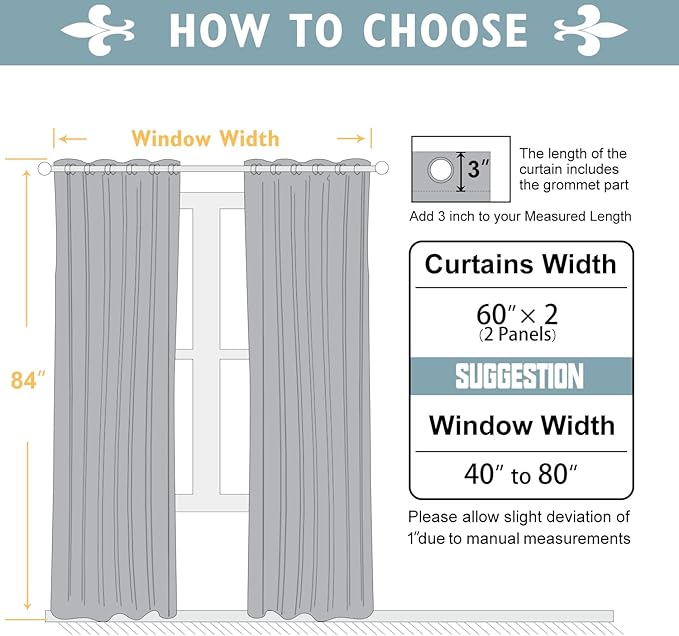 ChrisDowa 100% Blackout Curtains 84 inch Long for Bedroom with Black Liner, Extra Wide 2 Thick Layers Total Blackout Thermal Insulated Grommet Window Curtains 2 Panels Set (Stone Blue, 60 x 84 Inch)