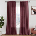 Nanspring Burgundy Linen 112 Inch Curtains for Living Room Light Filtering Semi Sheer Curtain Back Tab Vintage Boho Decor Elegant Drapes Floor to Ceiling High Window for Bedroom 52x112, 2 Panels