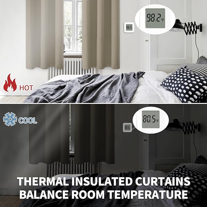 BGment Room Darkening Curtains 54 Inches Long - Grommet Thermal Insulated Drapes Window Treatment Curtains for Bedroom, 2 Panels, 52 x 54 Inch, Cocoa
