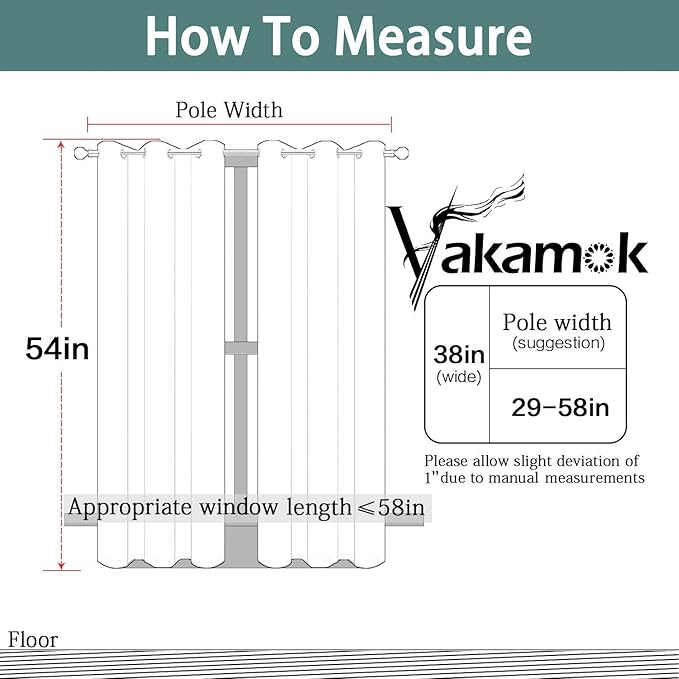 Yakamok Blackout Curtains Room Darkening Thermal Insulated with Grommet Window Curtain for Bedroom, 38 x 54 inch,Light Grey, 2 Panels