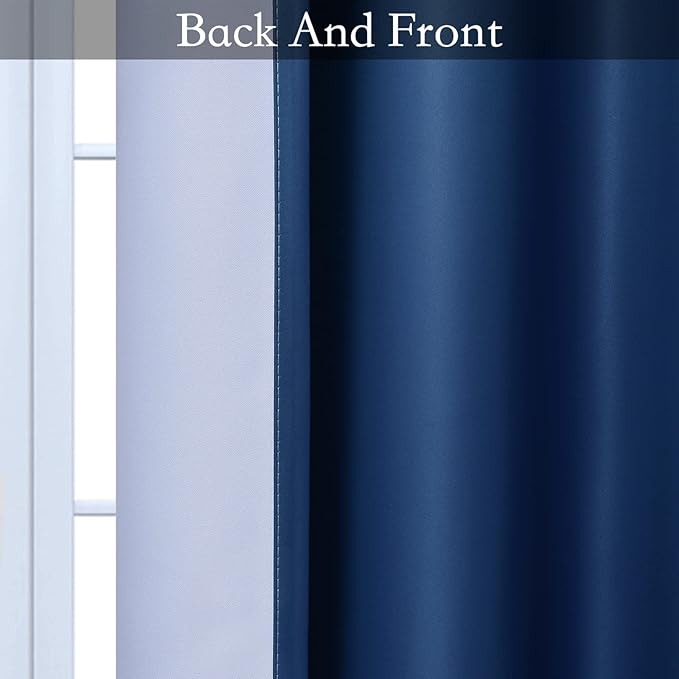SimpleHome Ombre Room Darkening Curtains for Living Room, Light Blocking Gradient Blue to Grey White Thick Thermal Insulated Grommet Window Curtains/Drapes for Bedroom, 2 Panels, 52x63 inches Length