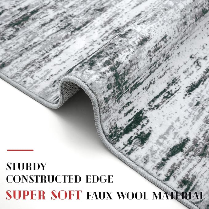 Lansny Modern Abstract Entryway Rug Indoor 2x3 Washable Rug Non-Slip Soft Small Area Rug Black Grey White Kitchen Mats Thin Print Faux Wool Floor Carpet Throw Rugs for Entrance Bedroom Home Decor