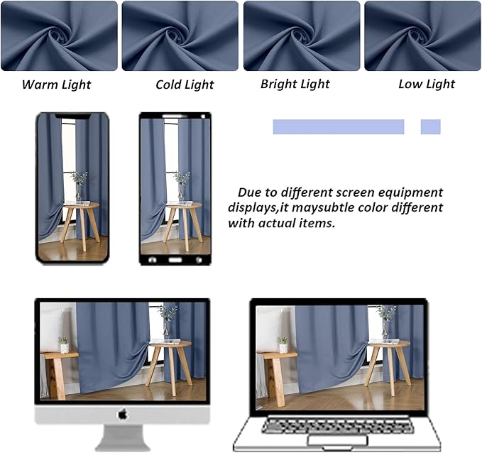 Simplebrand Ava Denim Blackout Curtains for Bedroom, 78 Inch Length, 2 Panels Set, Privacy Thermal Insulated Rod Pocket Window Curtains for Patio, French Door, W40 x L78 Inch