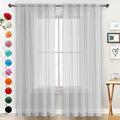 SpaceDresser Basic Rod Pocket Sheer Voile Window Curtain Panels Silver Grey 1 Pair 2 Panels 52 Width 45 Inch Long for Kitchen Bedroom Children Living Room Yard（Silver Grey, 52W x 45L）