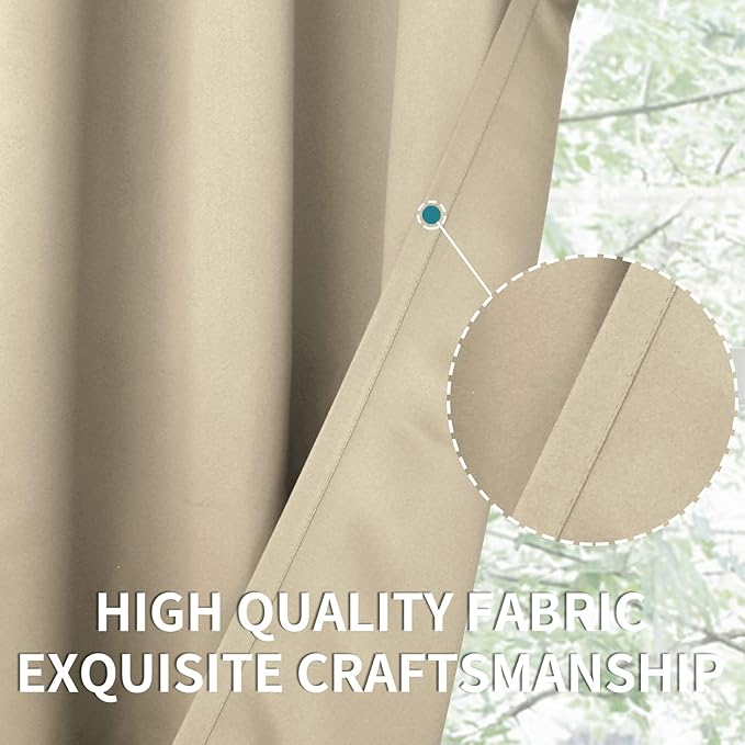 BGment Room Darkening Curtains 72 Inches Long - Grommet Thermal Insulated Drapes Window Treatment Curtains for Bedroom, 2 Panels, 42 x 72 Inch, Beige