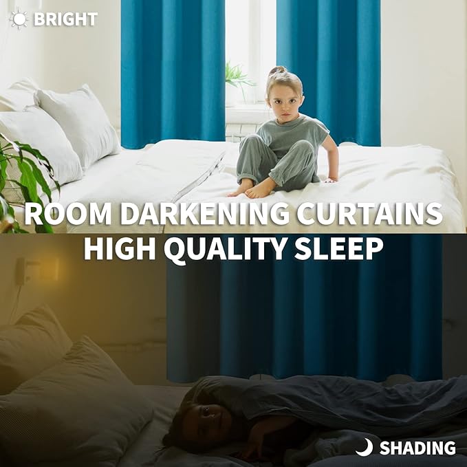 BGment Blackout Curtains - Grommet Thermal Insulated Room Darkening Bedroom and Living Room Curtains, Set of 2 Panels (52 x 45 Inch, Peacock Blue)