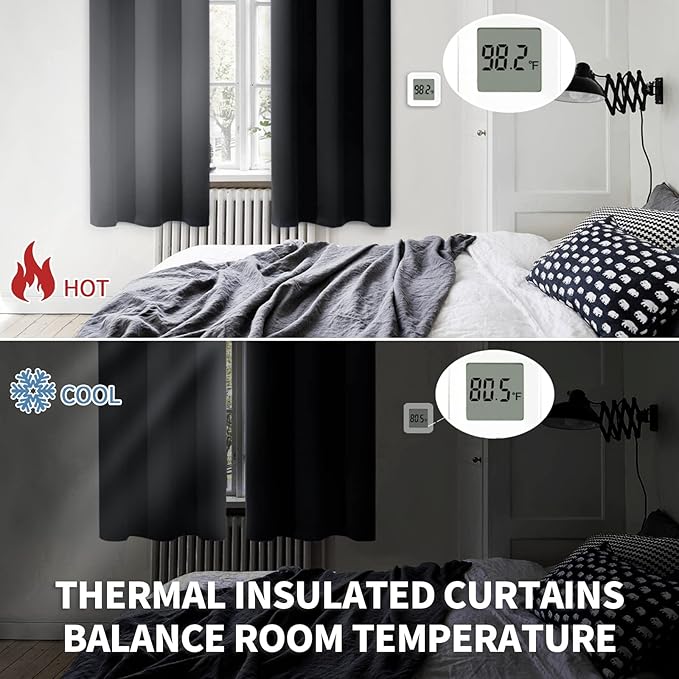 BGment Black Blackout Curtains 84 Inch Long for Living Room - Thermal Insulated Grommet Window Black Out Drapes for Home Decor, 2 Panels, Each 52 Inch Wide