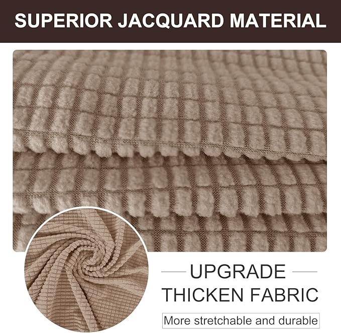 U-NICE HOME Stretch Couch Cover Sofa Covers for 3 Cushion Couch Slipcover with Elastic Bottom Furniture Protector for Dogs, Spandex Jacquard Soft Fabric (Large, Camel)