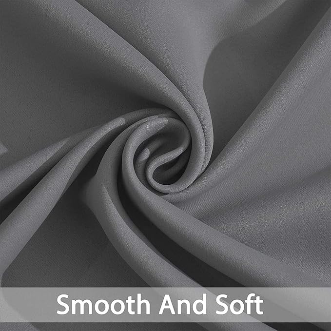 Yakamok Blackout Curtains Room Darkening Thermal Insulated Window Panels,Solid Grommet Top Drapes for Bedroom/Living Room(38Wx90L, Grey, 2 Panels)