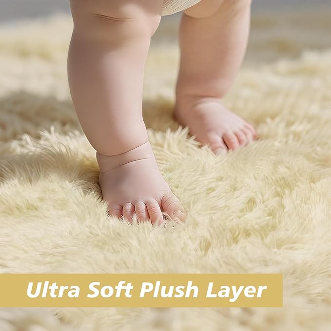 yulidayang Fluffy Round Area Rugs for Bedroom,4'X4'Shag Circle Area Rugs for Girls Room,Non Slip Fuzzy Plush Rug for Kids Room Living Room and Dorm Home Decor Rug