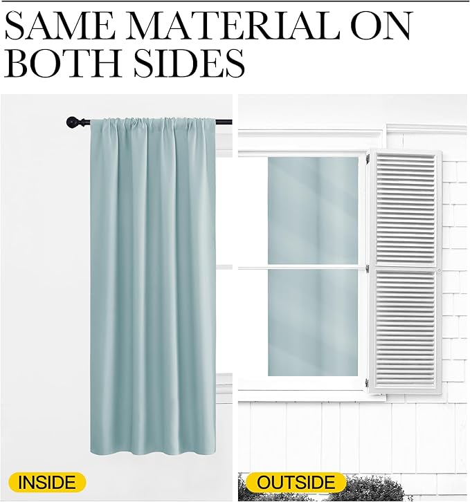 NICETOWN 2 Panels Blackout Curtains, Rod Pocket Thermal Insulated Curtains for Bedroom, Room Darkning Shading Blinds Modern Home Decoration for Living Room, Home Office, W42 x L63 in, Aqua Green