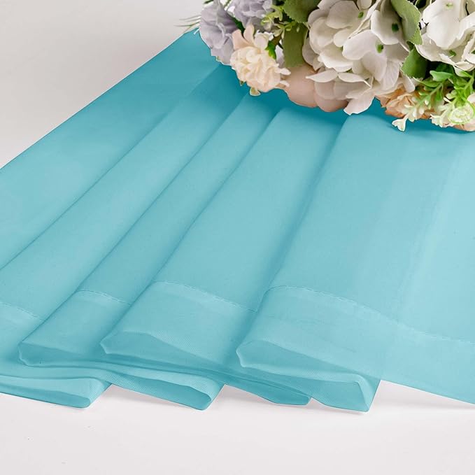 OWENIE Aqua Sheer Curtains for Bedroom Living Room 96 Inches Long 2 Panels Set, Soft Solid Light Filtering Clear Sheer Ceiling to Floor for Large Window, 2Pcs, Each 42" W x 96" L, Aqua