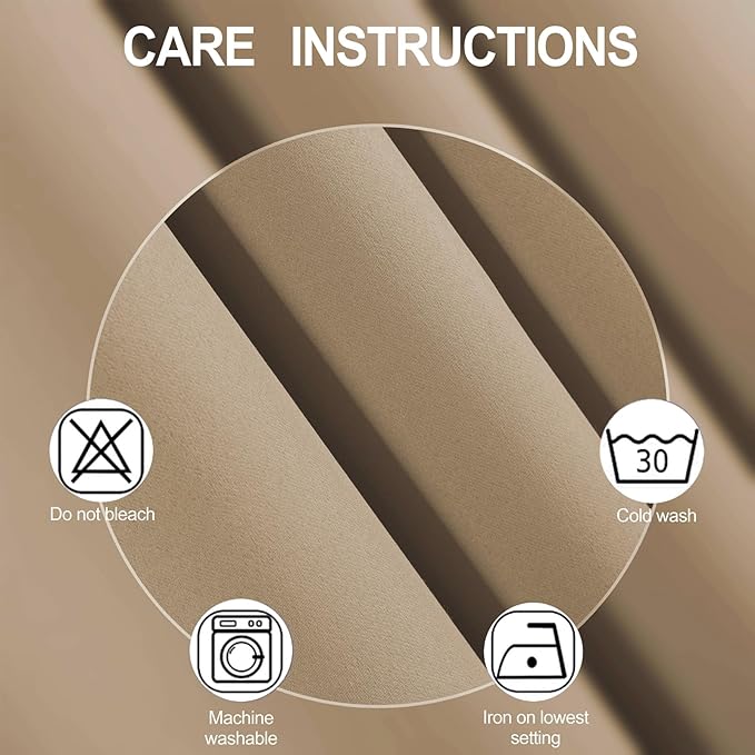LEMOMO Blackout Curtains 66 x 84 inch/Natural Curtains Set of 2 Panels/Thermal Insulated Room Darkening Bedroom Curtains