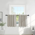 PONY DANCE Blackout Short Cafe Curtains, Privacy Light Block Small Window Curtains for Bedroom Kitchen Basement Dining Classroom, W 34 x L 36 inches, Cream, 2 Panels