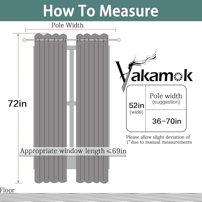 Yakamok Room Darkening Grommet Window Drapes Thermal Insulated Light Blocking Blackout Curtains for Bedroom(52Wx72L,Lilac,2 Panels)
