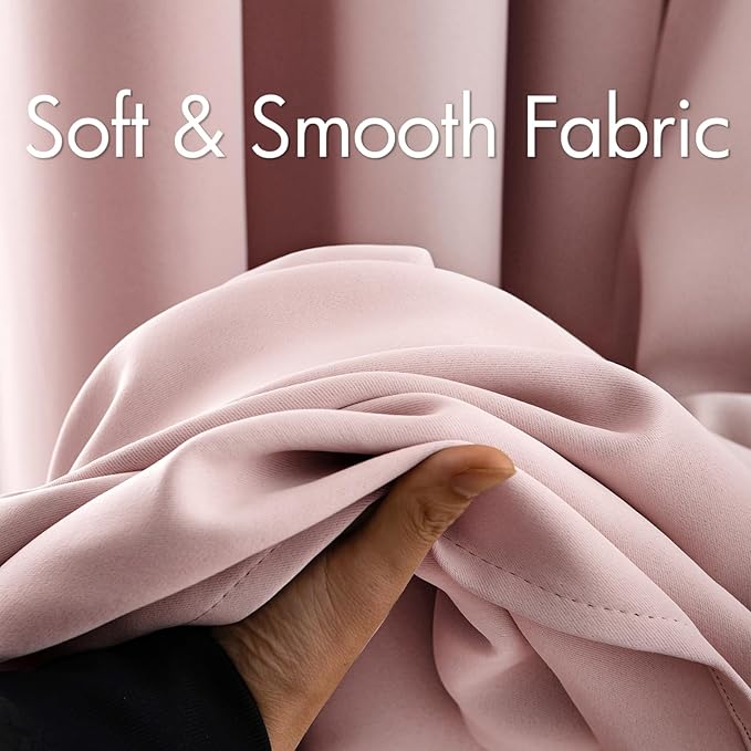 MIULEE Blackout Curtains for Bedroom Living Room Thermal Insulated Room Darkening Grommet Top Solid Light Blocking Drapery Set of 2 Window Panels 52 x 90 Inches Baby Pink