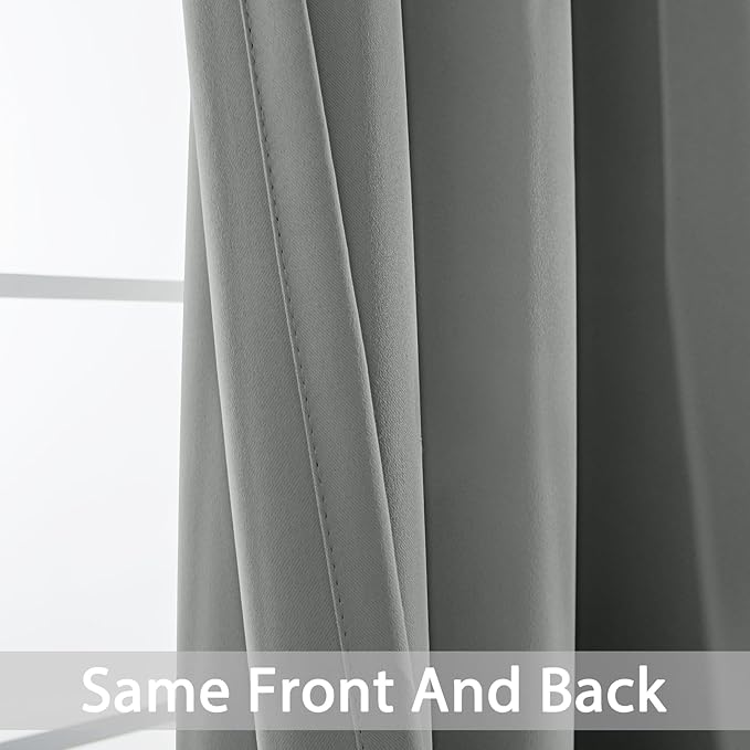 Yakamok Dove Grey Room Darking for Livingroom Dining Room Darkening Thermal Insulated Bay Window Hotel Modern Elegant Black Out Sunblock Curtins/Bedroom, 42 x 72 Inches, 2 Panel Sets