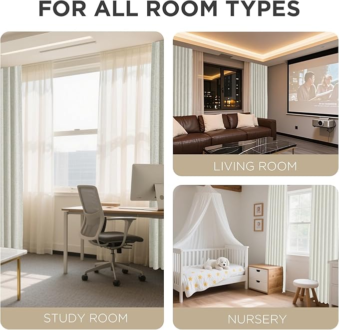Joydeco Blackout Curtains for Bedroom - 100% Light Blocking 2 Panels Light Beige Drapes 42"W x 96"L, Thermal Insulated Room Darkening Curtains, Linen Textured for Living Room, Rod Pocket & Back Tabs