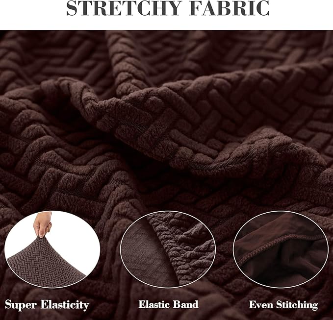 Sofa Covers Couch Covers for Sofa Pet Friendly Couch Cushion Covers Universal Sofa Covers Washable Stretch Slipcovers for Sectional Sofa (Texture Brown, Large Single Seat Cover)