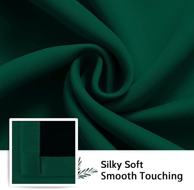 SimpleHome 100% Blackout Curtains for Bedroom,Thermal Insulated Dark Green Grommet Window Drapes Room Darkening Curtains for Living Room with Black Back,62 x 84 Inch,2 Panels