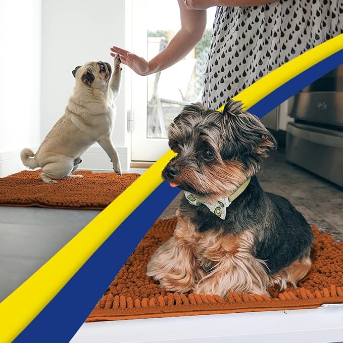Muddy Mat® | Super Absorbent Door Mat Indoor, Microfiber Quick Dry Chenille Entryway Rug, Non-Slip Front Door Mat, Indoor Mats for Entryway, Machine Washable Pet Rug, Orange XL 35" x 60"