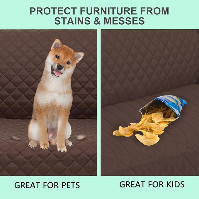 Reversible Sofa Covers Couch Cover Furniture Protector for Dogs Elastic Straps Water Resistant(Sofa,Chocolate/Chocolate)