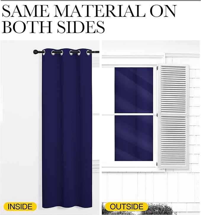 NICETOWN Navy Blue Blackout Curtains 78 inches Length for Bedroom, 2 Panels, 42" Wide, Thermal Insulated Decoration Drapes for Office Window