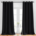 NICETOWN Patio Blackout Curtain Shades - Summer Home Decoration Thermal Insulated Grommet Blackout Draperies/Drapes for Kitchen (2 Panels, 52 inches x 95 inches,Black)
