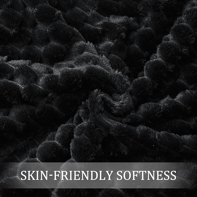 Exclusivo Mezcla Fleece King Blanket for Bed, Extra Large Fuzzy Black Bed Blankets, Soft Cozy Plush Sofa Throws for All Seasons, 90x104 Inches