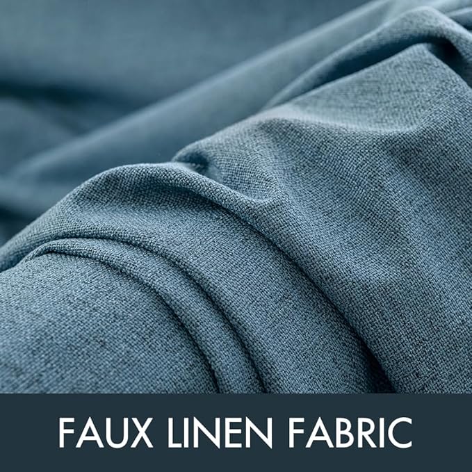 MIULEE Linen Texture Curtains for Bedroom Solid 100% Blackout Thermal Insulated Dusty Blue Curtains Grommet Room Darkening Drapes Luxury Decor for Living Room Nursery 52x72 Inch (2 Panels)