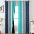 Estelar Textiler Navy Blue and Teal Ombre Blackout Curtains 90 Inches Long 2 Panels for Living Room, Thermal Insulated Drapes for Bedroom, Full Room Darkening Grommet Curtains for Sliding Door,52Wx90L