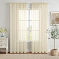 MIULEE 2 Panels Solid Color Light Cream Sheer Window Curtains Elegant Window Voile Panels/Drapes/Treatment for Bedroom Living Room (54 X 102 Inches Light Cream)