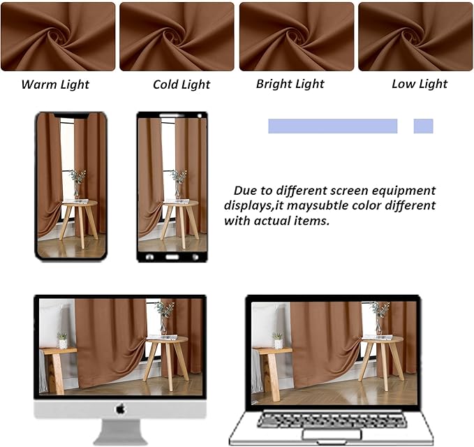 Simplebrand Ava Sun Baked Short Blackout Curtains for Bedroom 54 Inches Long 2 Panels Set, Solid Thermal Insulated, Energy Saving Window Treatment Curtains Blackout Drapes, W40 x L54 Inch, Sun Baked