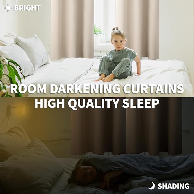 BGment Blackout Curtains - Grommet Thermal Insulated Room Darkening Bedroom and Living Room Curtains, Set of 2 Panels (52 x 84 Inch, Champagne)