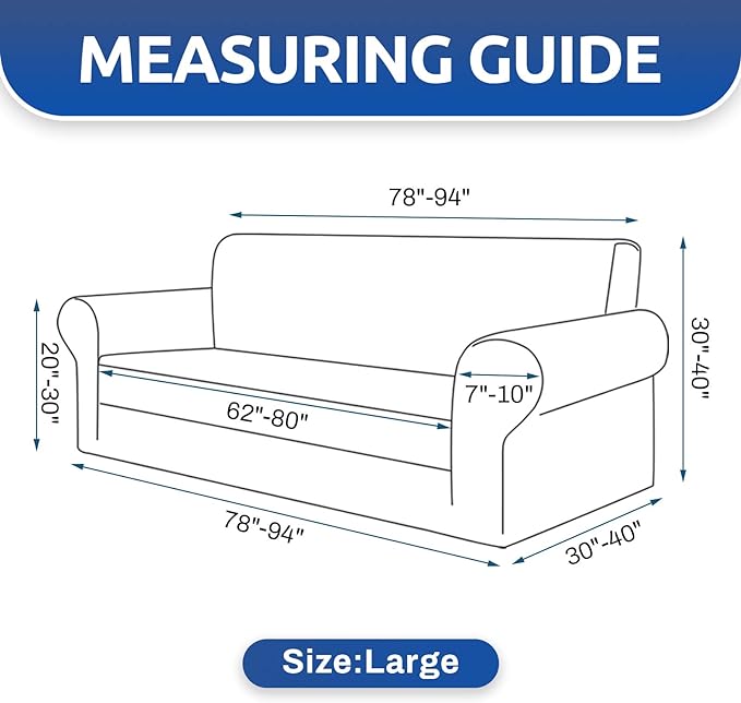 KEKUOU Stretch Sofa Cover Slipcover ，Couch Covers for 3 Cushion Couch Sofa pet Friendly (78"-94") Furniture Protector Sofa with Elastic Bottom for Kids,Dog, Jacquard Small Checked(Large,Khaki)