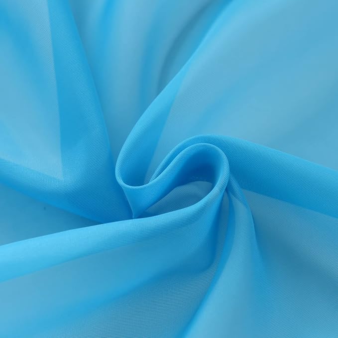 SpaceDresser Basic Rod Pocket Sheer Voile Window Curtain Panels Cyan Blue 1 Pair 2 Panels 52 Width 90 Inch Long for Kitchen Bedroom Children Living Room Yard(Cyan Blue,52 W x 90 L), adult