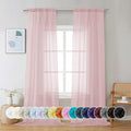 Chyhomenyc Sheer Valance Tiers Curtains 2 Panels, Elegant Light Filtering Rod Pocket Voile Window Treatment Drapes for Living Room Bedroom Bathroom Farmhouse Patio Wedding, 42Wx96L, Blush Pink