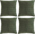 Fancy Homi 4 Packs Boho Olive Green Decorative Throw Pillow Covers 18x18 Inch for Couch Bed Sofa, Rustic Modern Farmhouse Home Decor, Soft Plush Corduroy Cute Square Cushion Case 45x45 cm