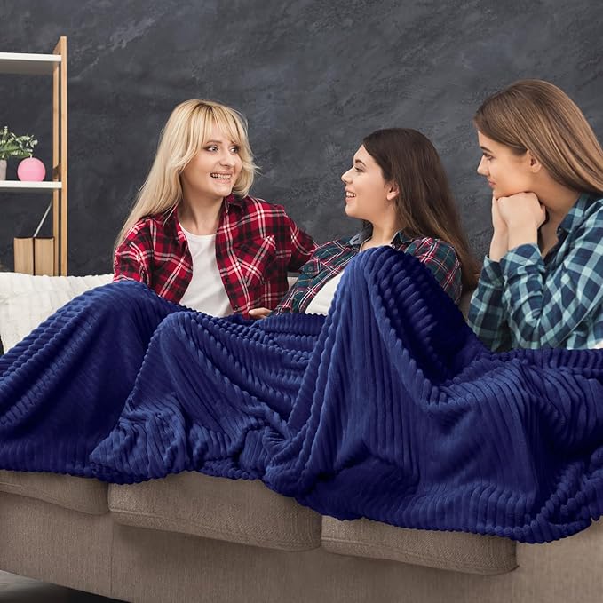 Buryeah 24 Pcs Flannel Throw Blanket Bulk 50 x 60 in Sleepover Blanket Outdoor Wedding Throw Lightweight, Oeko-tex Standard 100 Certified for Sofa Homeless Gifts (Navy)