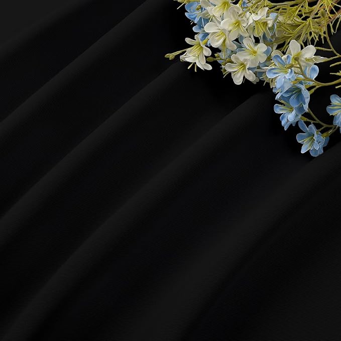 CUCRAF Black Blackout Curtains 84 inch Length 2 Panels Set, Rod Pocket Room Darkening Drapes for Bedroom Living Room, Insulated Thermal Light Blocking Window Curtain (W52 x L84 Inch)