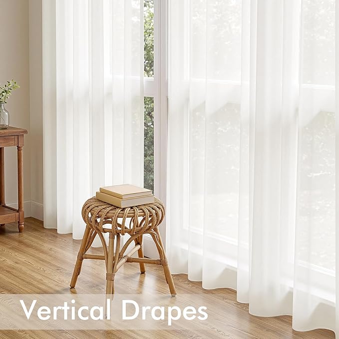 MIULEE Ivory Sheer Curtains 102 Inches Long, 4 Panels Set, Light Filtering Rod Pocket Voile Drapes for Living Room and Bedroom, Airy Soft Fabric Window Treatments, 42 x 102 Inches