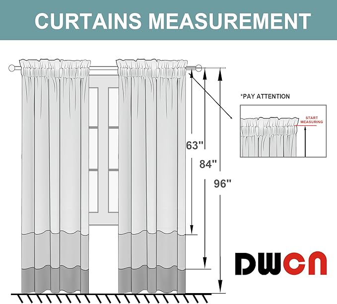 DWCN White Curtains for Living Room Thermal Insulated, Energy Saving & Noise Reducing Bedroom Curtains, White, W 70x L 63 Inch, Set of 2 Rod Pocket Curtain Panels