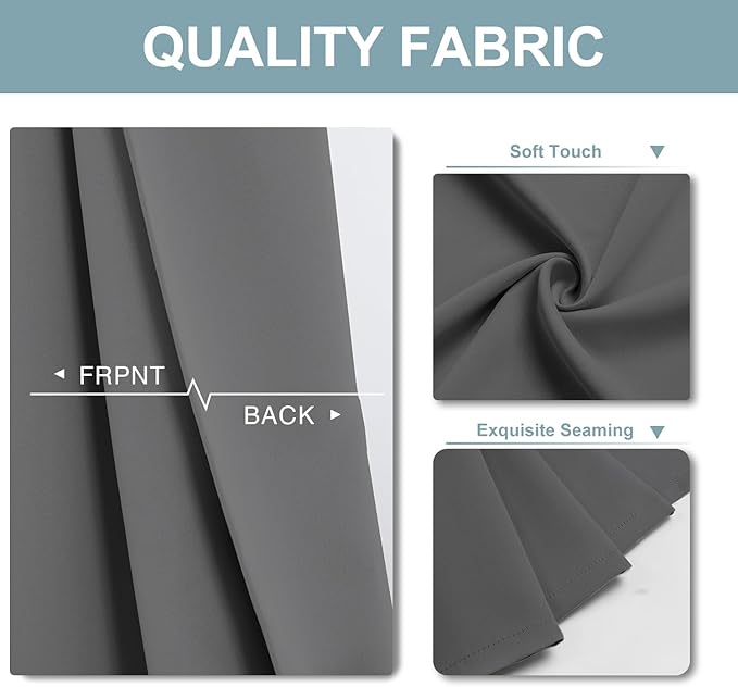 ChrisDowa Blackout Curtains 95 inches Long for Bedroom - 2 Panels Set Grommet Thermal Insulated Room Darkening Curtains for Living Room (Grey, 52 x 95 Inch)